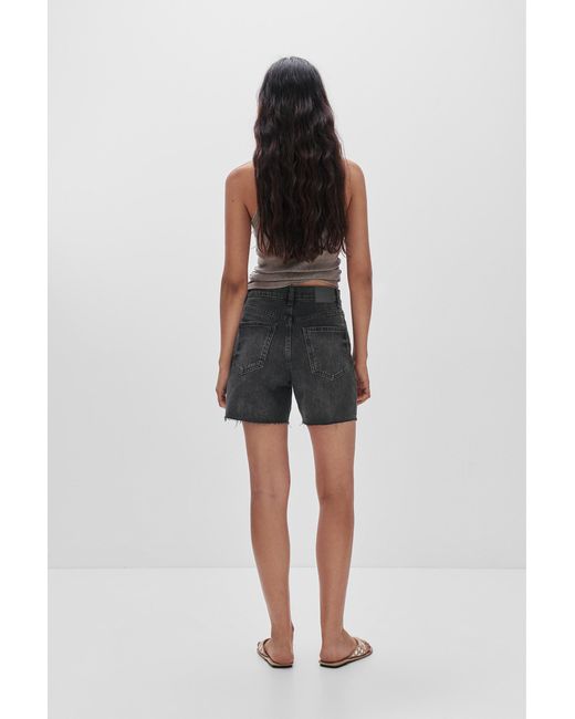 Pull&Bear Black Jeansbermudas Mit Hohem Bund Und Glitzer