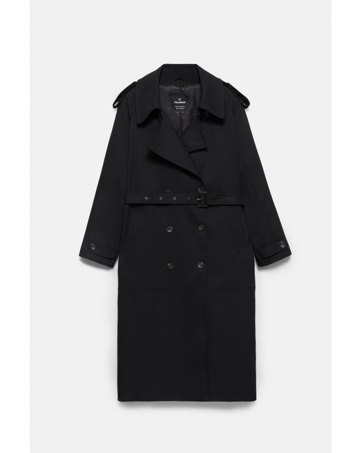Pull&Bear Blue Long Trench Coat