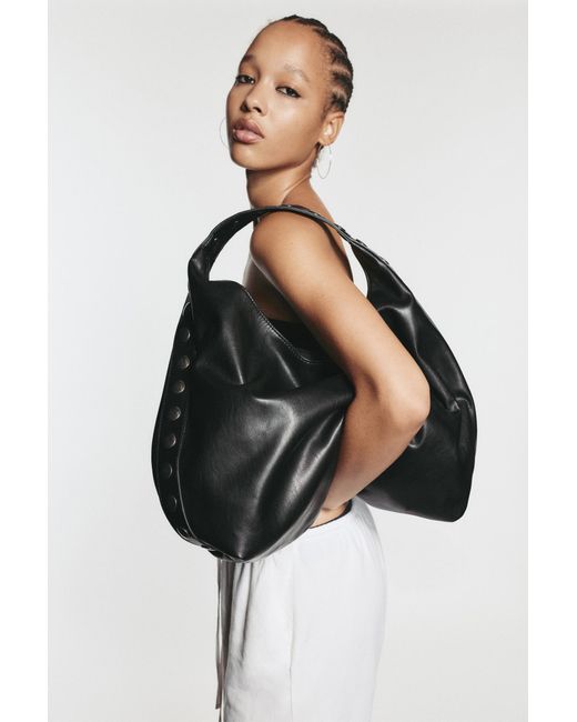 Pull&Bear Black Studded Tote Bag