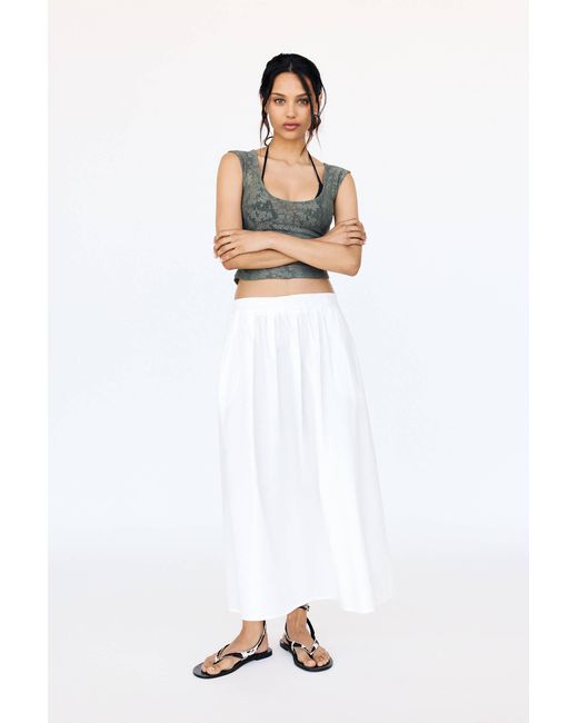 Pull&Bear White Midirock Mit Volants