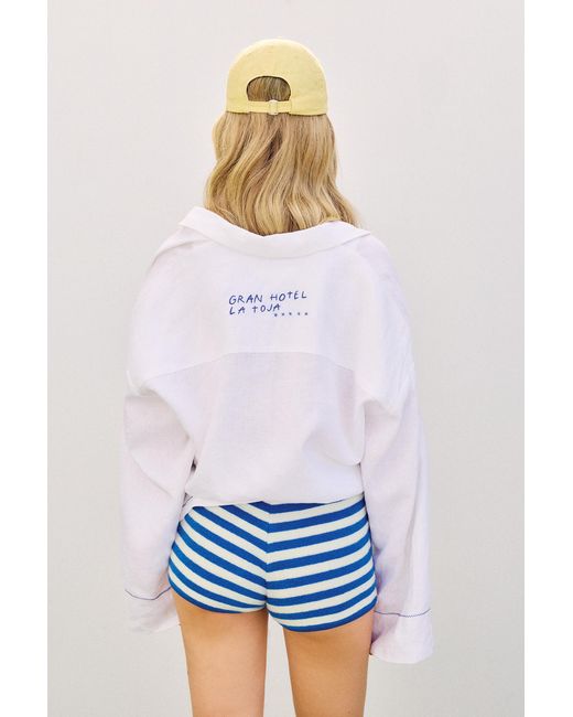 Pull&Bear Gestreepte Short La Toja in het White