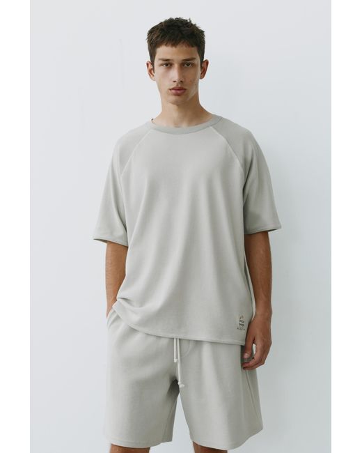 Pull&Bear Natural Short Sleeve Raglan T-Shirt for men