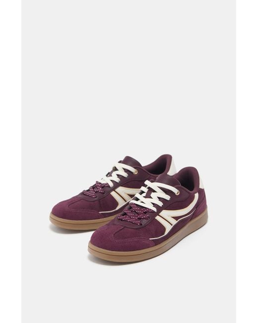 Pull&Bear Red Retro Trainers With Detail