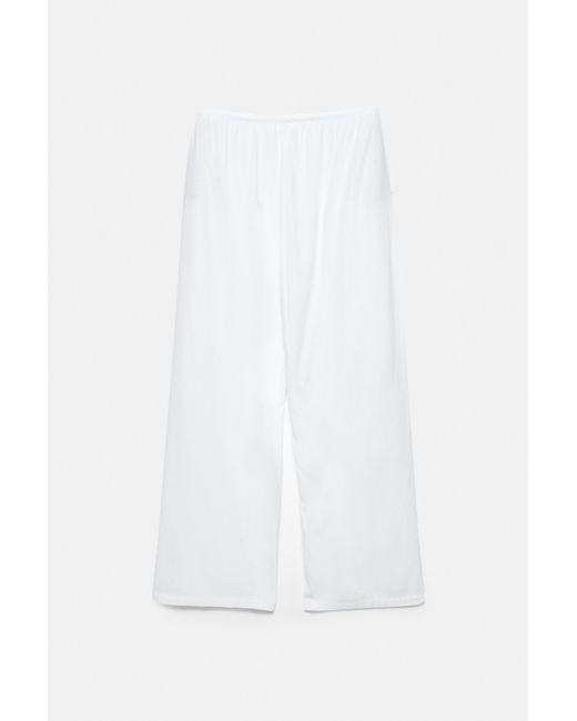 Pull&Bear Soepelvallende Broek Met Linnen in het White