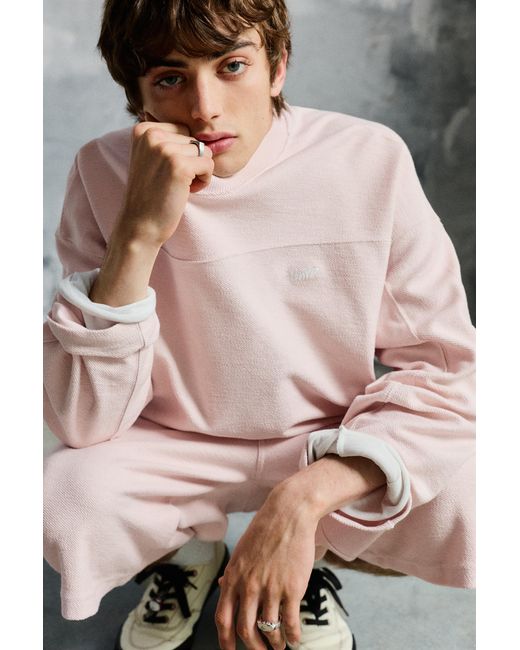 Pull&Bear Pink Stwd Round Neck Sweatshirt for men