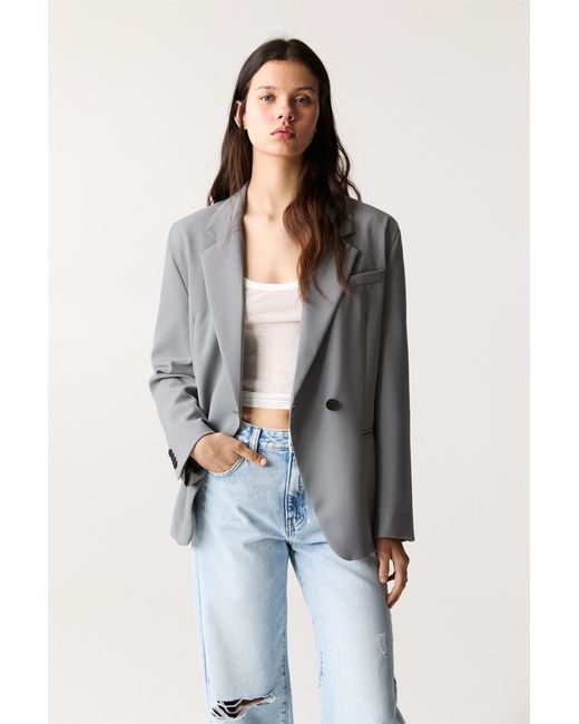 Pull&Bear Blue Oversize Buttoned Blazer