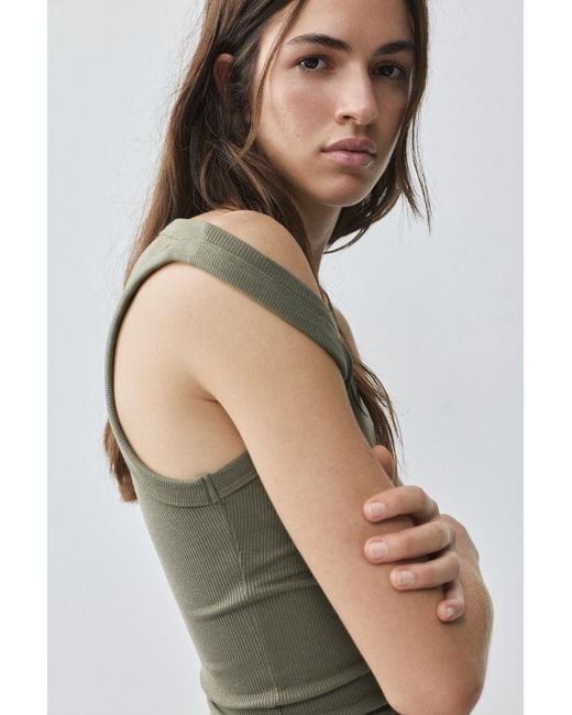 Pull&Bear Green Basic Tank Top