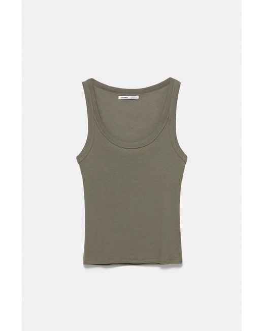 Pull&Bear Green Basic Tank Top
