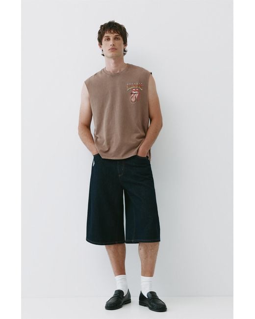 Pull&Bear Gray Rolling Stones Tank Top for men