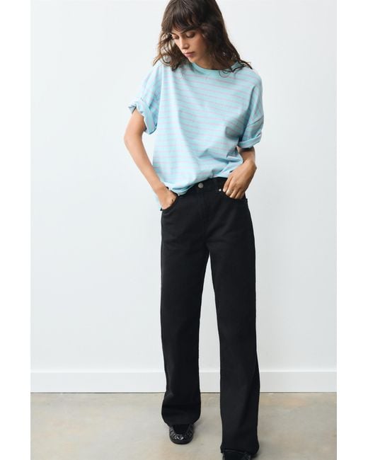 Pull&Bear Blue Oversize Short Sleeve T-Shirt