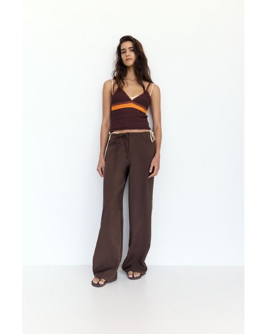 Pull&Bear Blue Drawstring Flowing Trousers