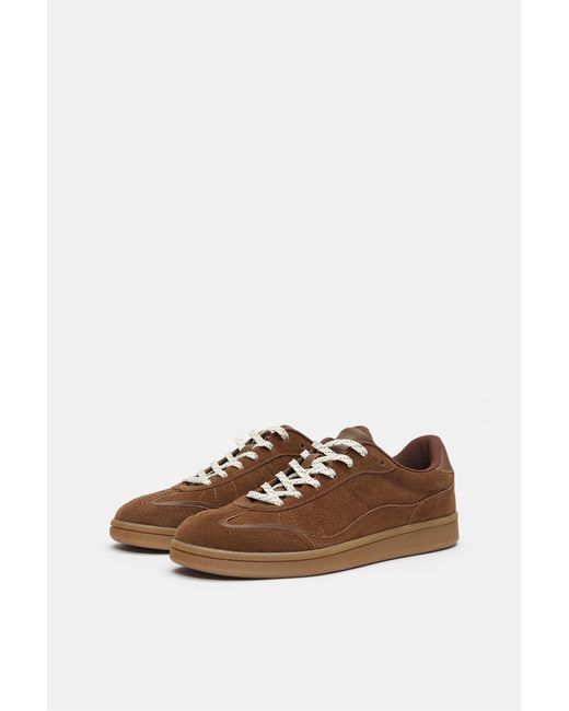 Pull&Bear Gray Split Leather Sneakers