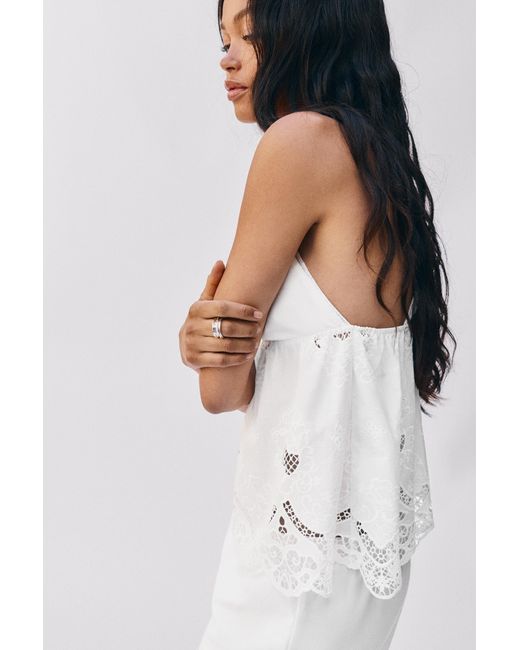 Pull&Bear Natural Swiss Embroidery Top