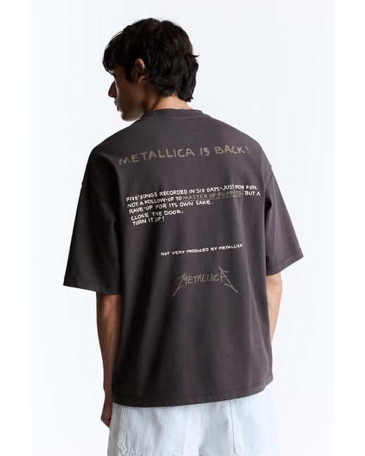 Pull&Bear Black Metallica T-Shirt for men