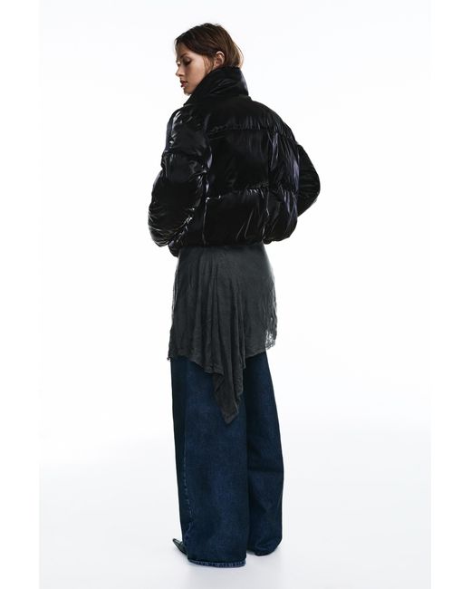 Pull&Bear Blue Puffer Jacket With A Shimmery Finish