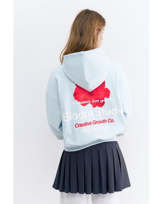 Pull&Bear White Flower Graphic Hoodie