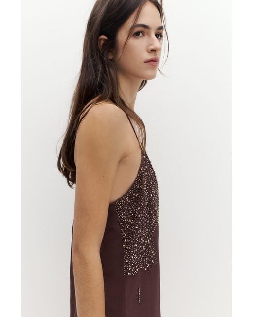 Pull&Bear Brown Sequin Strappy Dress