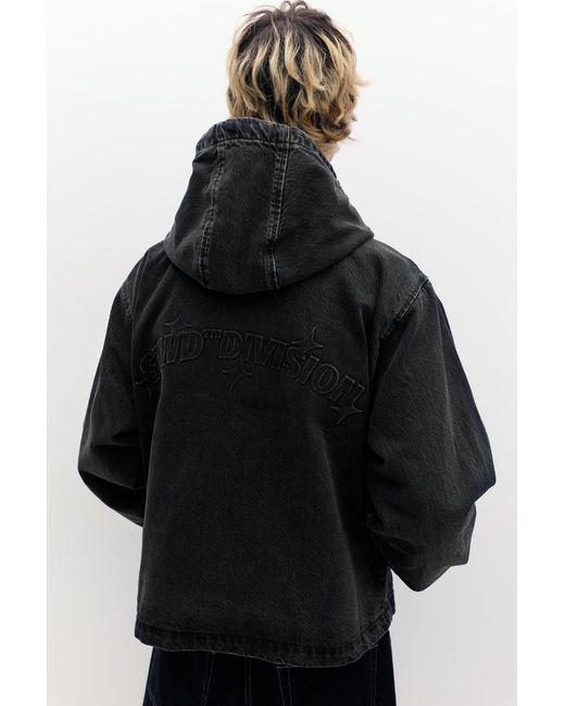 Pull&Bear Black Stwd Zip-Up Hoodie for men