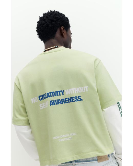 Pull&Bear Green Stwd Graphic T-Shirt for men