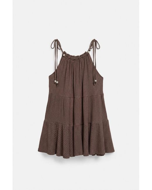 Pull&Bear Gray Paneled Strappy Dress