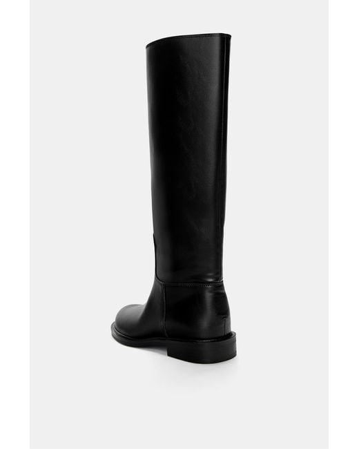 Pull&Bear Black High Flat Boots