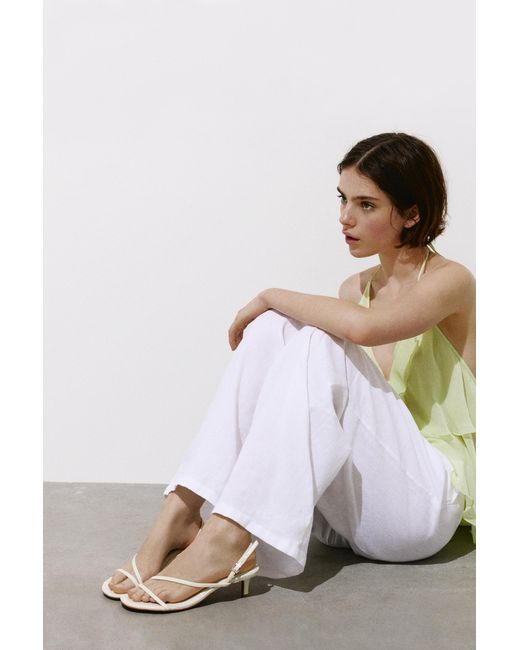 Pull&Bear White Strappy Heeled Sandals