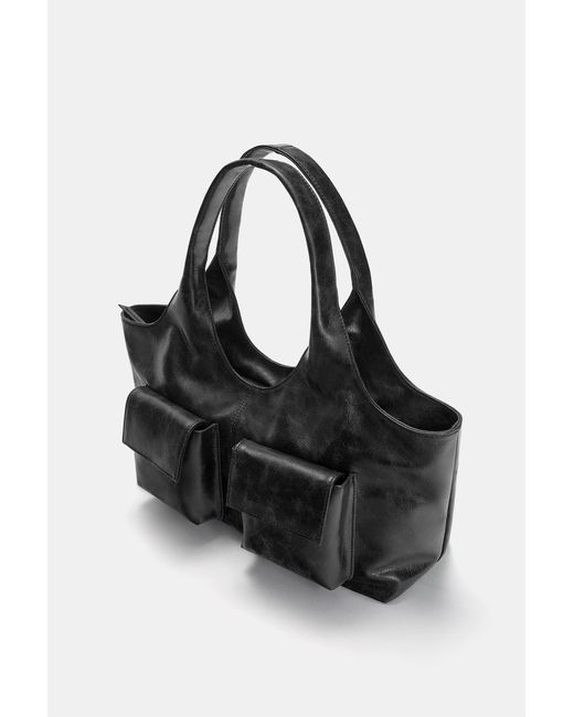 Pull&Bear Black Shopper-Tasche Mit Mehreren Taschen