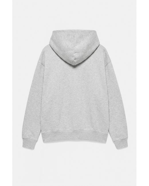 Pull&Bear Gray Basic Hooded Sweatshirt for men