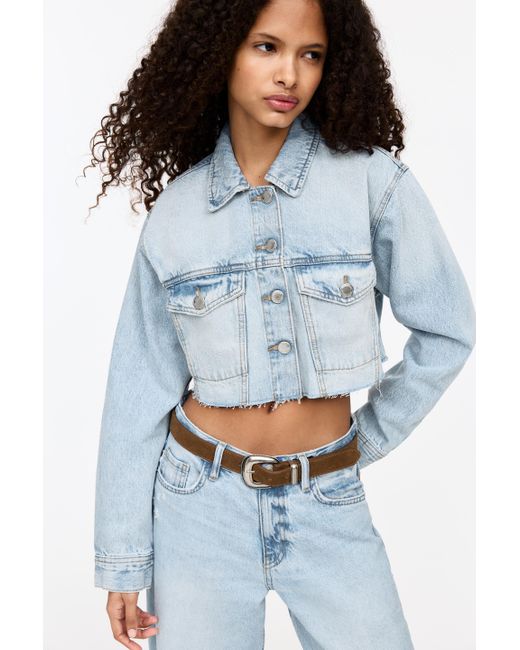 Pull&Bear Blue Cropped-Jeansjacke