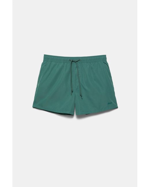 Pull&Bear Green Basic Swimming Trunks for men