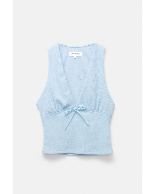 Top Rustique À Nœud Pull&Bear en coloris Blue
