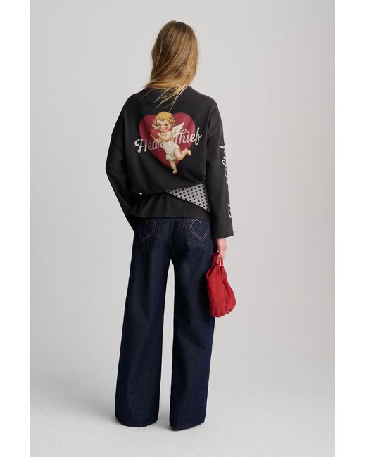 Pull&Bear Black Long Sleeve Cupid T-Shirt