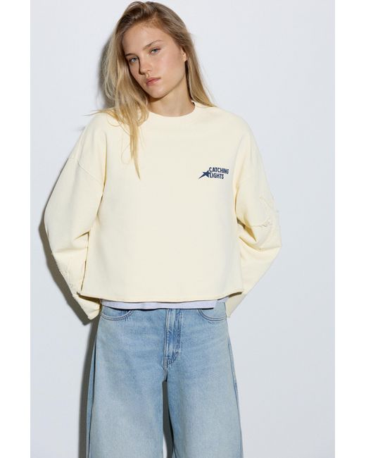 Pull&Bear Cropped Sweater Met Sterrenprint in het Black