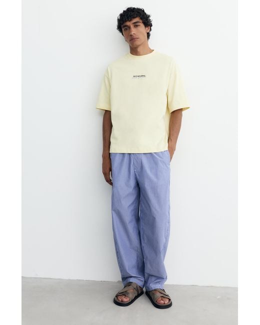 Pull&Bear Natural Oversize Embroidered T-Shirt for men