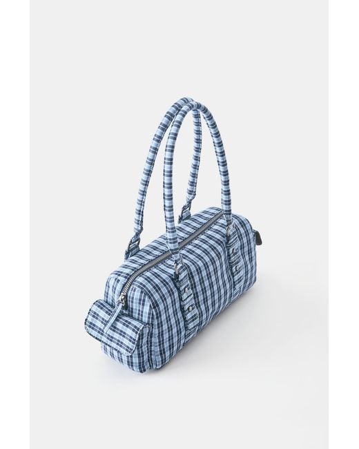 Pull&Bear Blue Check Print Shoulder Bag