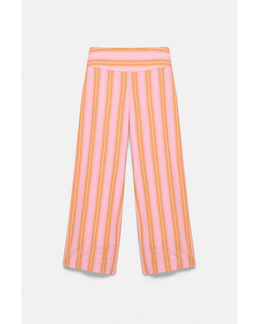 Pull&Bear Blue Striped Wide-Leg Trousers
