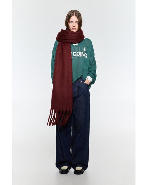 Pull&Bear Purple Maxi Mohair-Effect Scarf