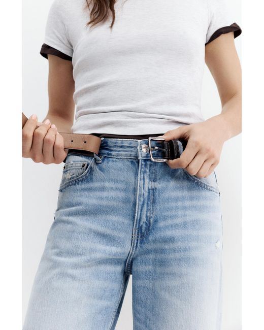 Pull&Bear Blue Boyfriend Ripped Jeans