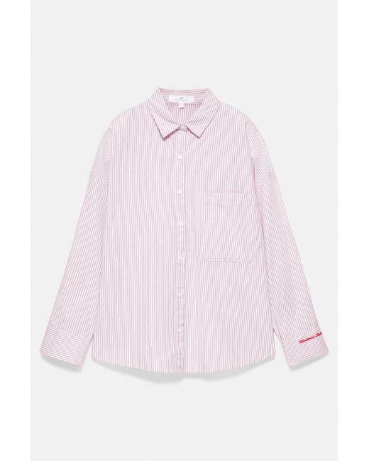 Chemise À Rayures Brodée Pull&Bear en coloris Pink