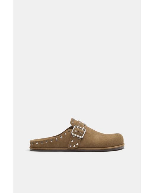 Pull&Bear Black Leather Studded Clogs