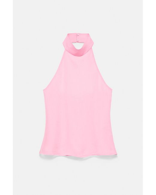 Pull&Bear Pink Flowing Halter Top
