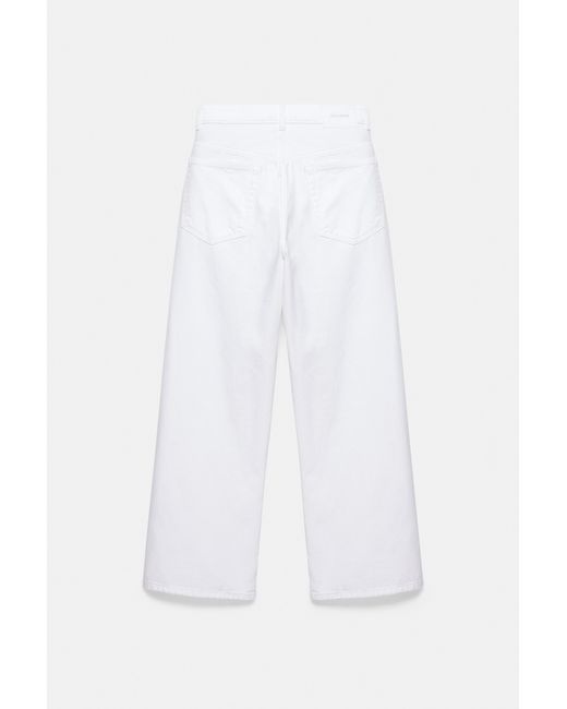 Pull&Bear White Pleated Balloon Fit Baggy Jeans