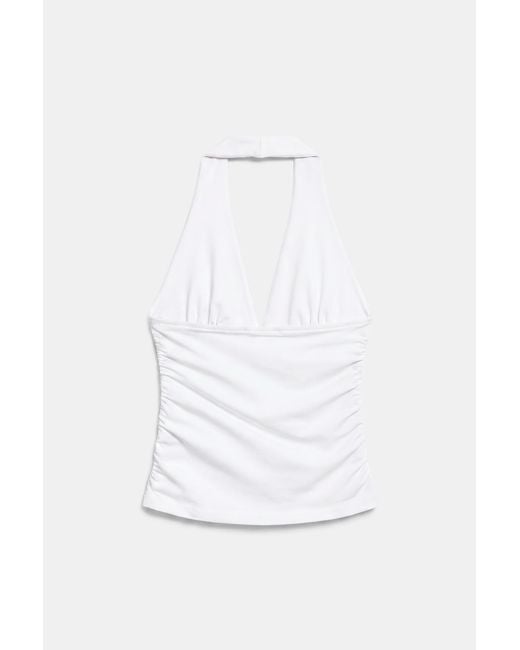 Pull&Bear Haltertop Met Plooien in het White