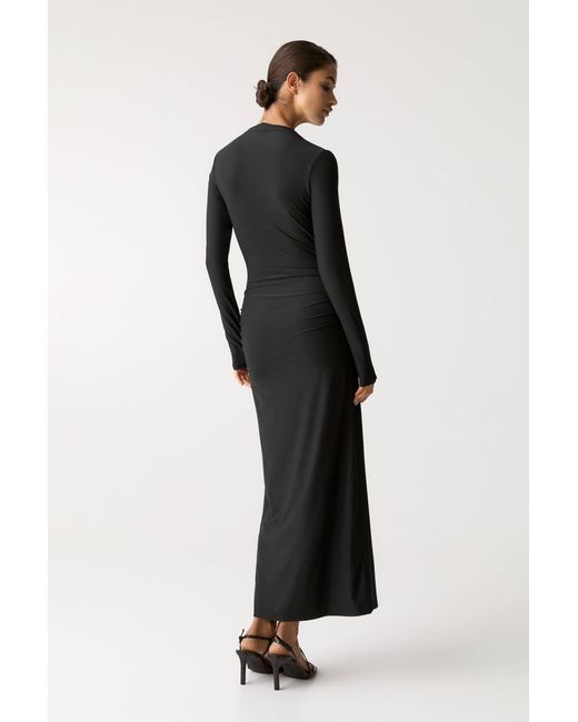 Pull&Bear Black Midikleid Mit Raffungen