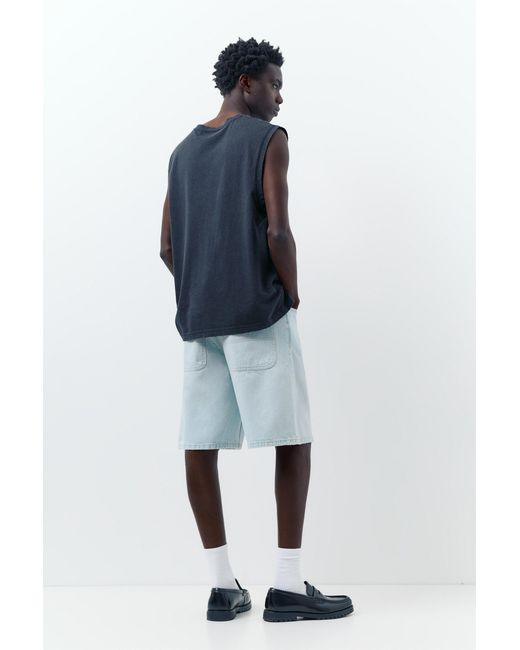 Pull&Bear Blue Baggy Relaxed Fit Denim Bermuda Shorts for men