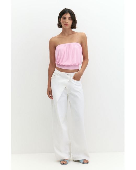 Pull&Bear Strapless Top Met Tailleband in het Pink