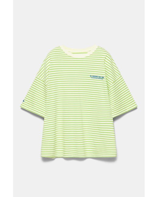 Pull&Bear Green Striped T-Shirt