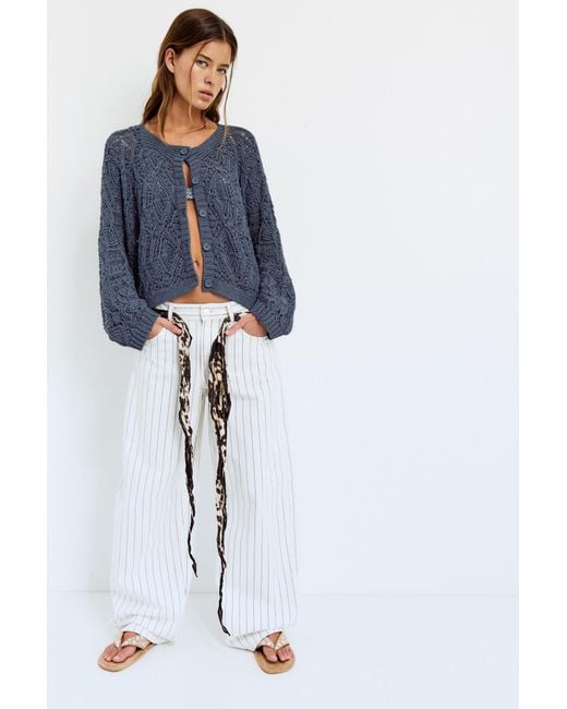Pull&Bear Blue Cutwork Cardigan
