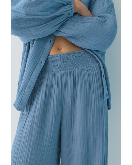 Pull&Bear Blue Flowing Gauze-Effect Trousers