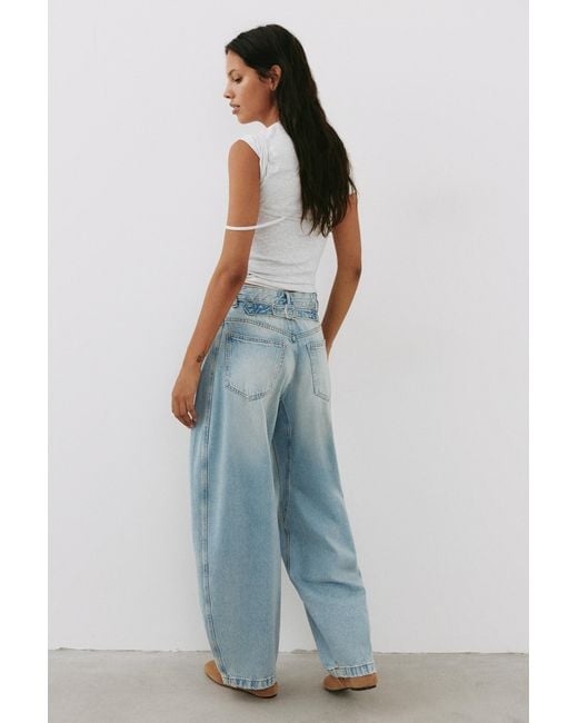Pull&Bear Blue Balloon Jeans With Belt Loops